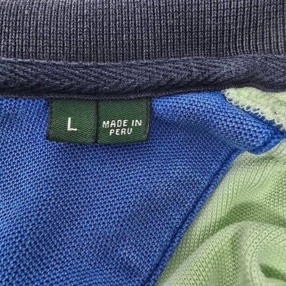 Orvis Mens Polo Shirt Colorblock Green Blue Trim Short Sleeve L‎ - Picture 5 of 6